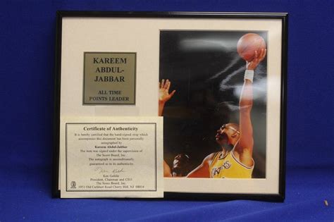 A Kareem Abdul-jabbar Autograph Signature Auction