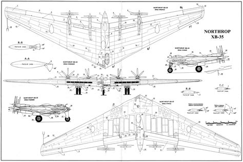 Northrop Xb-35 Blueprint - Download free blueprint for 3D modeling