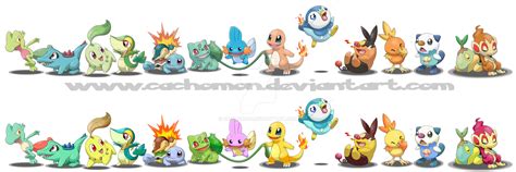 All Pokemon Starters + Shiny by Cachomon on DeviantArt