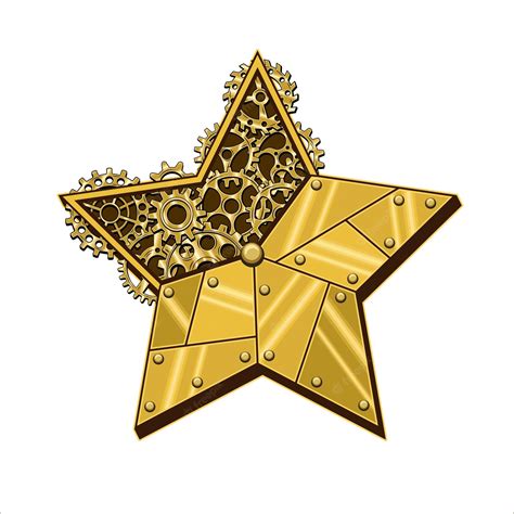 Premium Vector | Christmas gold star in steampunk style.