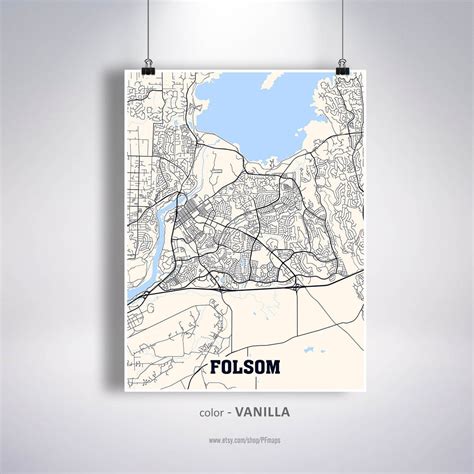 Folsom Map Print Folsom City Map California CA USA Map | Etsy