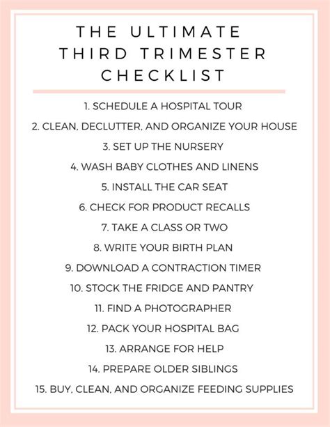 The Ultimate Third Trimester Checklist - With Free Printable. Trimester Count | Trimester Count ...