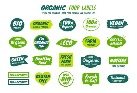 Organic Food Labels 10753990 Vector Art at Vecteezy