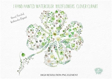 Lucky Clover Clipart-floral Clover Vector PNG hand Painted Watercolor ...