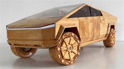 Watch Wooden Tesla Cybertruck Toy Materialize Before Your Eyes