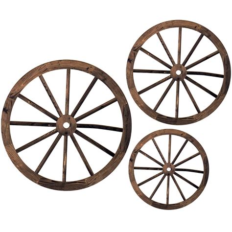 Buy Qunclay 3 Pcs Wooden Wagon Wheel Decor 12/10/8 Inch Old Western ...