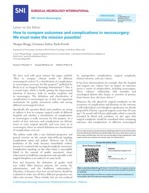 (PDF) How to compare outcomes and complications in neurosurgery: We ...