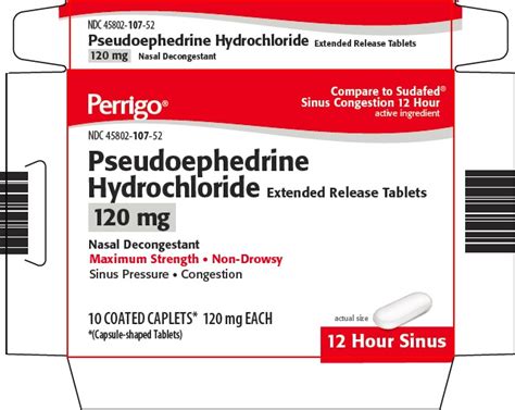 Perrigo Pseudoephedrine Hydrochloride 120 mg Drug Facts