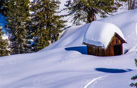 Old hut in the snow 2444713 Stock Photo at Vecteezy