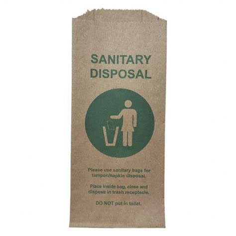 CORTECH Sanitary Napkin Disposal Bag, Height 9 in, Width 4 in, Material Paper, Color Brown, PK ...