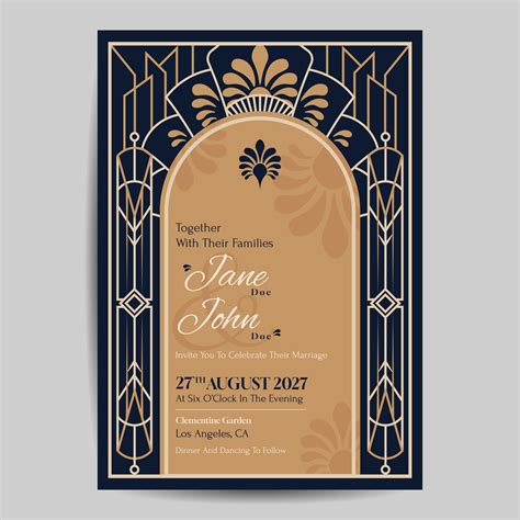 Art Deco Wedding Invitation Template 37281350 Vector Art at Vecteezy