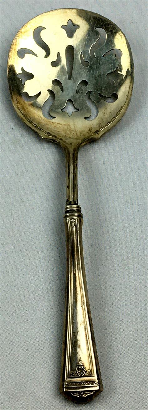 Lot - Vintage Pierced Serving Spoon w/ Sterling Silver Handle