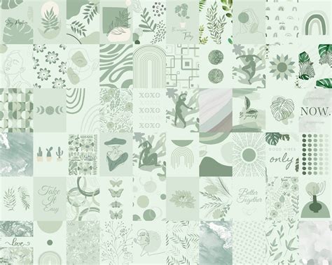 Sage Green Wall Collage Kit Aesthetic Photo Collage Kit - Etsy