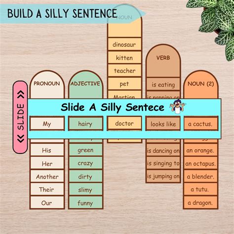 Build A Silly Sentence Kids Activity, Parts of Speech Game, Early ...