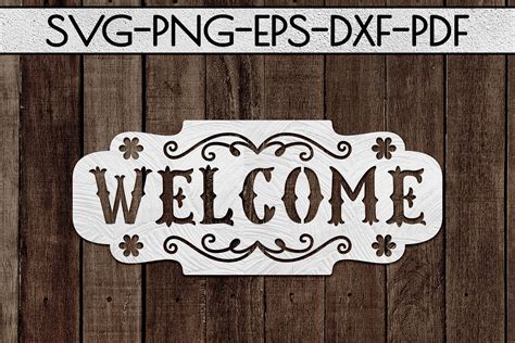 Welcome Sign Paper Cut Template, Home Decor SVG, PDF, DXF