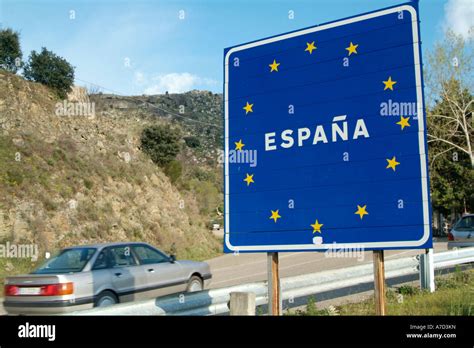 Sign at the border between Portugal and Spain Stock Photo - Alamy