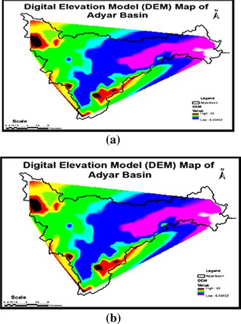 a Elevation map of the Adyar River basin (with boundary). b Elevation... | Download Scientific ...