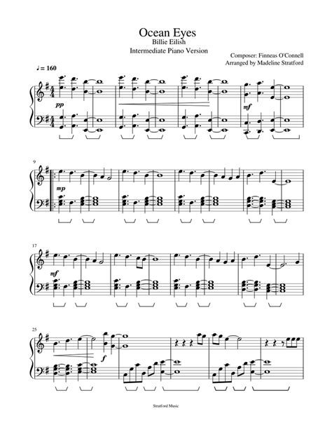 Ocean Eyes - Billie Eilish - Piano Version Sheet music for Piano ...