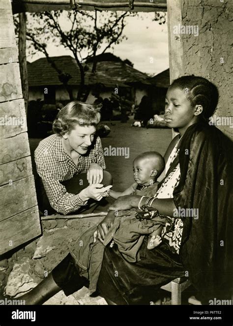 American actress Deborah Kerr visiting Watussi Tribe, 1940s Stock Photo - Alamy