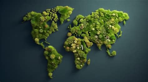 Premium AI Image | A map of the world made of plants