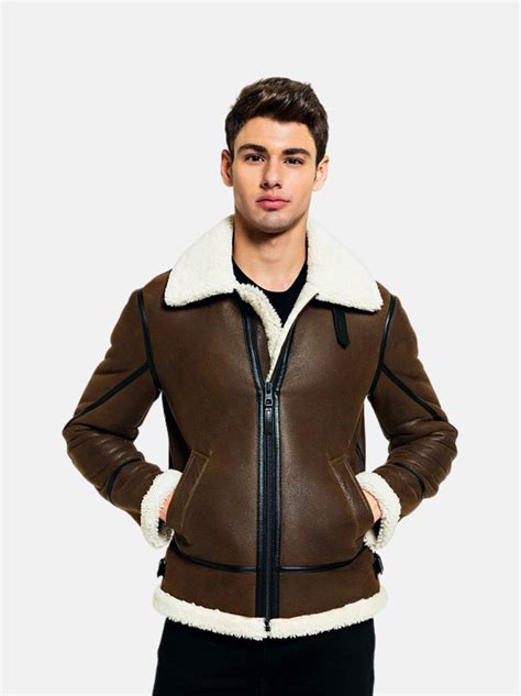 Mens Black Liner Shearling Leather Jacket - Leather Moto