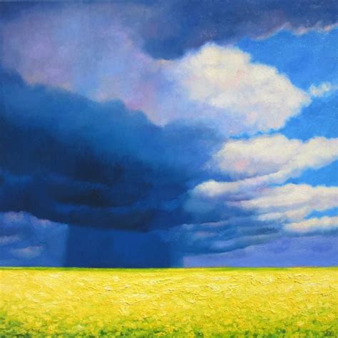 Canola field in bloom Painting by Ieva Baklane | Saatchi Art | Landscape paintings, Original ...