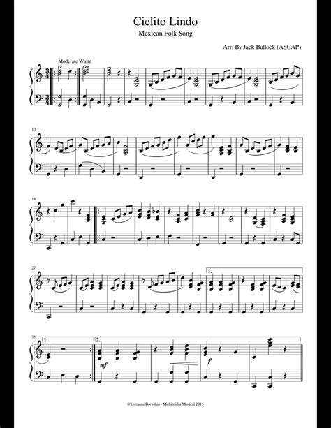 Cielito Lindo sheet music for Piano download free in PDF or MIDI