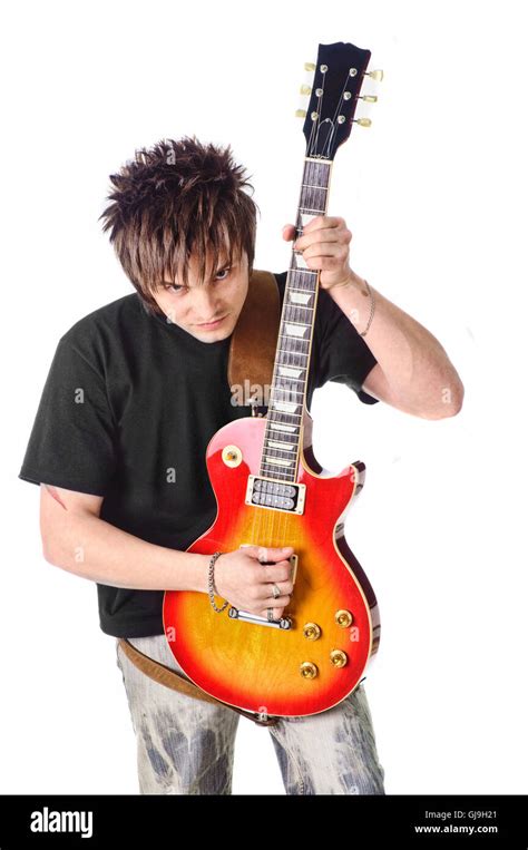 Rocker with electric guitar Stock Photo - Alamy