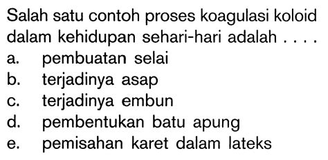 Salah satu contoh proses koagulasi koloid dalam kehidupan...