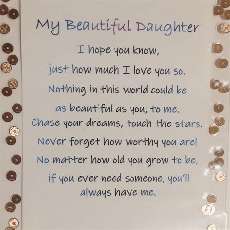 My Beautiful Daughter poem card | Etsy