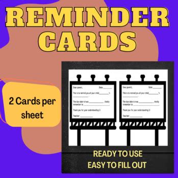 Parent Teacher Reminder Card by Super Simple Resources | TPT