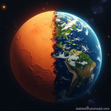 Comparison of Mars and Earth | Stable Diffusion Online