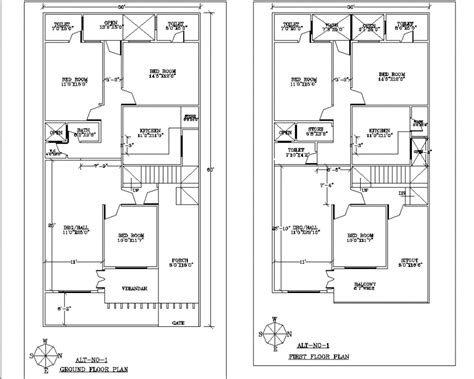 Ground Floor And First Floor Plan Of Bungalow In Dwg File Cadbull | Images and Photos finder