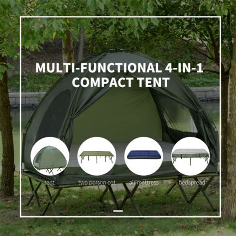 Outsunny Portable Folding Outdoor Elevated Camp Cot Tent Combo Camping ...