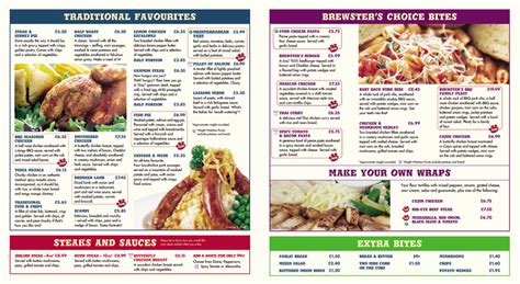 Brewsters & Brewers Fayre menu designs