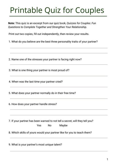 Couple Relationship Therapy Worksheets