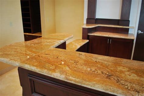 granite countertop designs for kitchens | Imperial Gold Granite Kitchen Countertop Bartop Fini ...