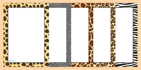 Safari Animal Pattern Themed Portrait Page Borders