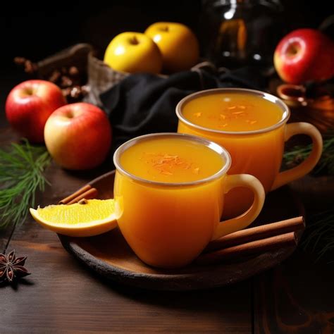 Premium AI Image | Warm apple cider served in cozy mugs