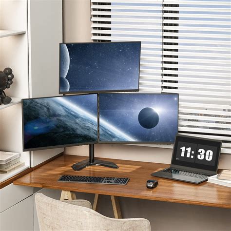 Triple Monitor Stand, Free Standing Three Monitor Desk Mount, MF003S - WALI ELECTRIC