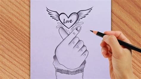 Learn love heart hand drawing with pencil || drawing for beginners | Art video - YouTube