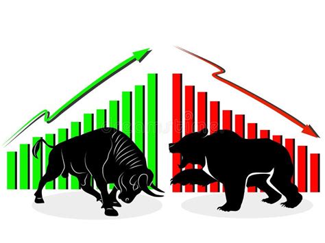 Bull and Bear Symbols of Stock Market Trends. the Growing and Falling Market Stock Vector ...