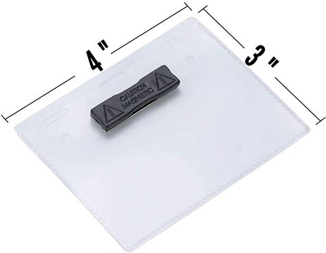 Magnetic Name Badge Holder Kit, 4” x 3” Clear Top Loading - 12 Pack