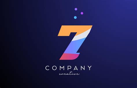 colored number 7 logo icon with dots. Yellow blue pink template design for a company and busines ...