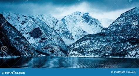 Norwegian Fjords in winter stock image. Image of north - 118955653