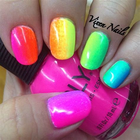 Neon gradient nails i did this and its so cute ! Gradient Nails, Neon ...