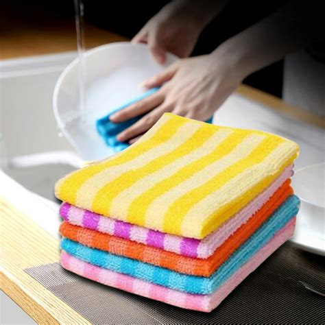 Walbest 5 Pack Microfiber Dish Cloth for Washing Dishes, Striped Dish Towel Rags, Best Kitchen ...