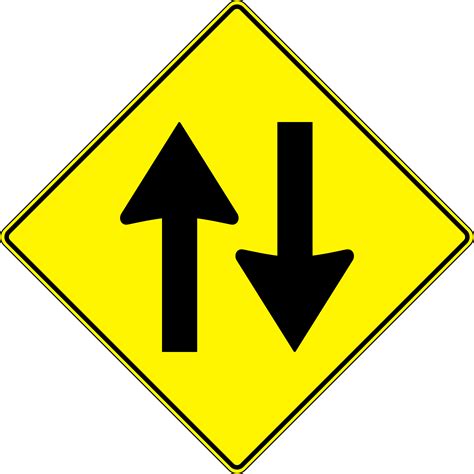 Clipart - yellow road sign - two way traffic