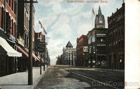 High Street Holyoke, MA Postcard