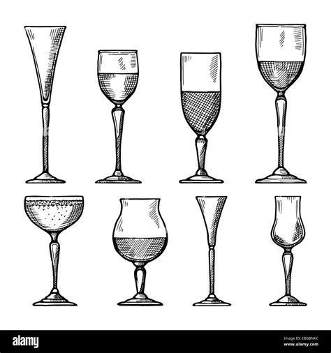 Set of different drinking glasses. Vector hand drawn illustrations Stock Vector Image & Art - Alamy